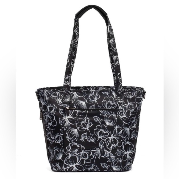 Lug Rally Tote Bag in Outline Floral Black with Micro Houndstooth Lining - Picture 4 of 9